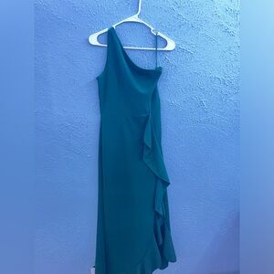 BTFBM dress, forest green, one strap, size M